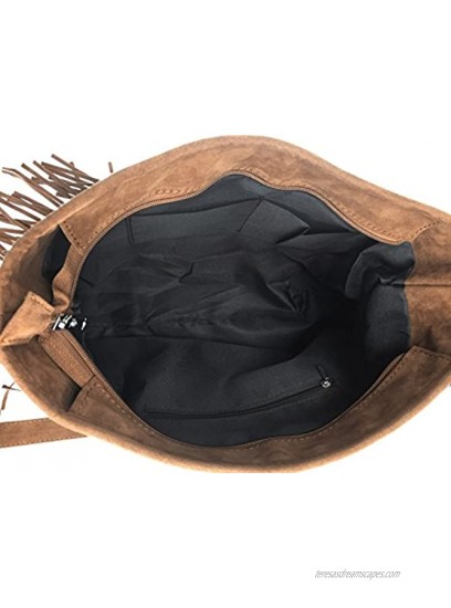 Hoxis Tassel Faux Suede Leather Hobo Cross Body Shoulder Bag Womens Sling Bag