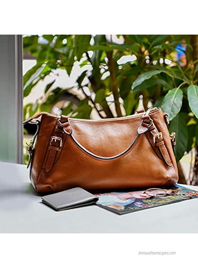 Kattee Women's Soft Genuine Leather Crossbody Bags Ladies Designer Purses Medium Size Hobo Handbags Top Handle