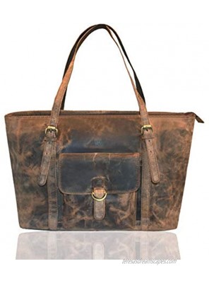 Leaderadjo Vintage Genuine Leather Tote Bag for Women Large Shoulder Purse Handbag Women's Tote Handbags…