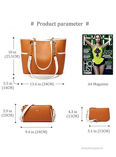 Lifetooler Womens Fashion Handbag Ladies Faux Leather Shoulder Bag Spacious Multifunctional Hobo Purse 3pcs Set