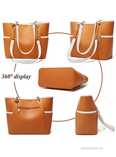 Lifetooler Womens Fashion Handbag Ladies Faux Leather Shoulder Bag Spacious Multifunctional Hobo Purse 3pcs Set