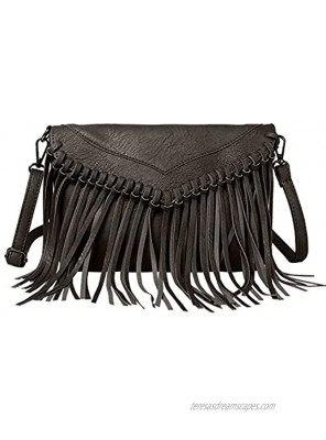 LUI SUI Women PU Leather Hobo Fringe Tassel Cross Body Bag Vintage Shoulder Handbag for Girls