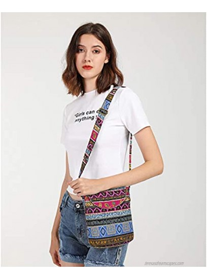 OPQRSTU Women's Retro Small Size Canvas Shoulder Bag Hippie Hobo Crossbody Handbag Casual Tote