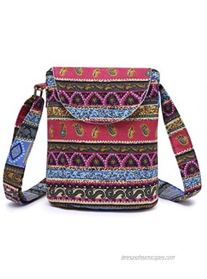 OPQRSTU Women's Retro Small Size Canvas Shoulder Bag Hippie Hobo Crossbody Handbag Casual Tote