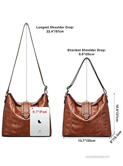 S-ZONE Women Large Hobo Bag Soft Shoulder Tote Handbags Vegan Leather