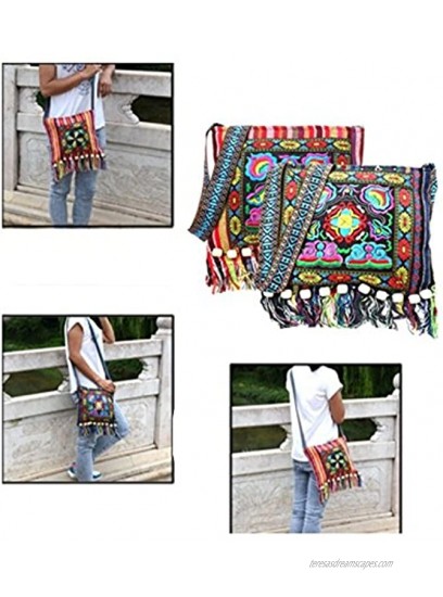 Vintage Ethnic Tribal Embroidered Tassel Sling Crossbody Boho Hippie Shoulder Bag