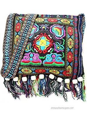 Vintage Ethnic Tribal Embroidered Tassel Sling Crossbody Boho Hippie Shoulder Bag