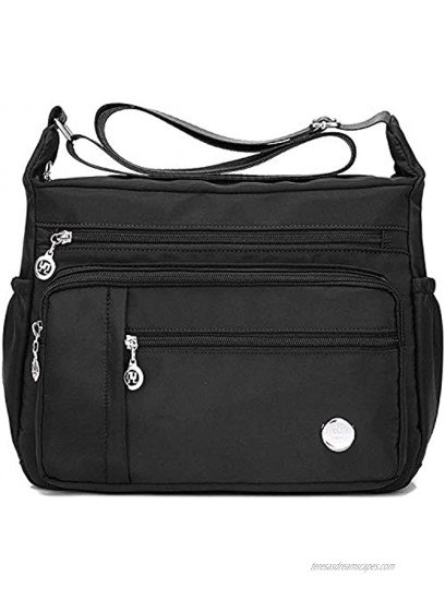 Waterproof Nylon Shoulder Crossbody Bags Handbag Zipper Pocket Tote Bag Purses Satchel for Ladies Women Girls