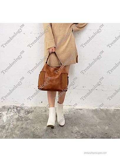 Whipstitched Side Pocket Vegan Suede Leather Hobo Crossbody Bag Handbag