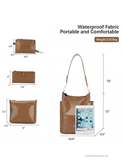 Women Handbag Designer Leather Hobo Handbags Shoulder Bucket Crossbody Purse 2PCs