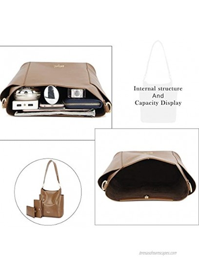 Women Handbag Designer Leather Hobo Handbags Shoulder Bucket Crossbody Purse 2PCs