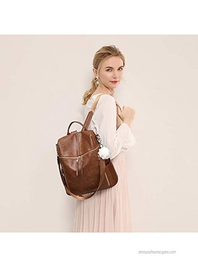 Backpack Purse for Women Large Designer Fashion Leather Multiple Pockets Shoulder Bag for Weekend Travel and Daily Style