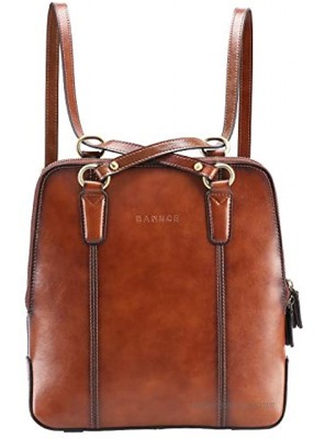 Banuce Brown Leather Convertible Backpack Purse for Women Fashion Shoulder Bags