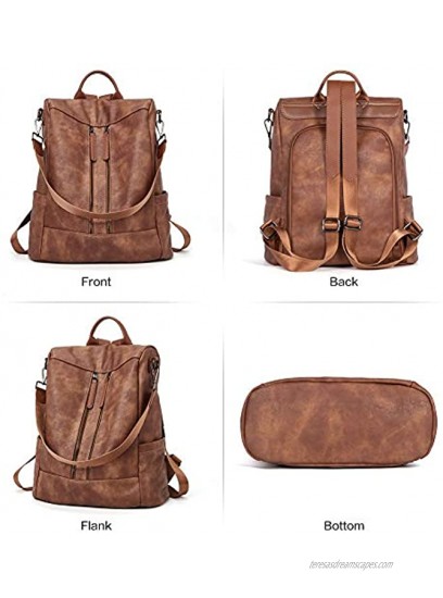 BROMEN Women Backpack Purse Leather Anti-theft Travel Backpack Fashion Shoulder Handbag
