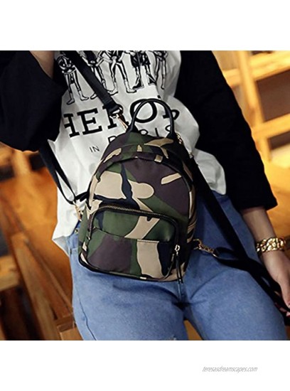 Clara Camouflage Women Mini Backpack Nylon Leisure Daypack Printed Shoulder Bag Handbag PurseCamouflage