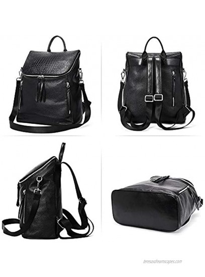 CLUCI Genuine Leather Women Backpack Purse Fashion Large Designer Travel Ladies Shoulder Bag