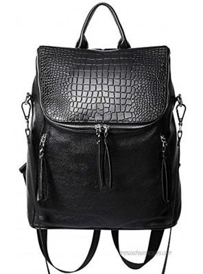 CLUCI Genuine Leather Women Backpack Purse Fashion Large Designer Travel Ladies Shoulder Bag