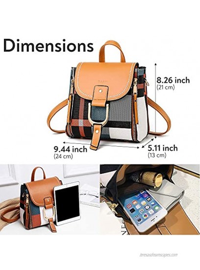 DASTI Designer Real Mini Backpack Purse Convertible Small Womens Bags And Purses Leather Cute Checkered Crossbody Shoulder Detachable Strap