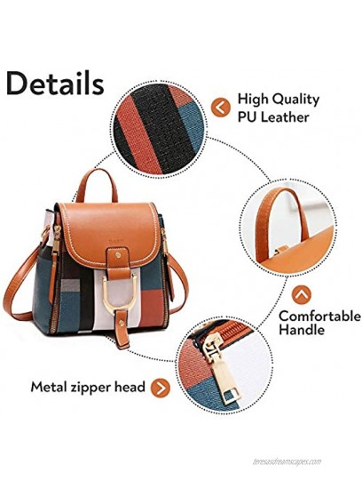 DASTI Designer Real Mini Backpack Purse Convertible Small Womens Bags And Purses Leather Cute Checkered Crossbody Shoulder Detachable Strap