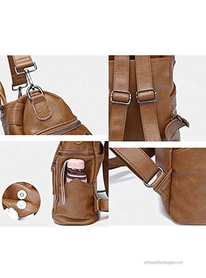 ETRYBEST Women Leather Backpack Fashion Casual Daypack Rucksack Ladies Purse Travel Shoulders Bag