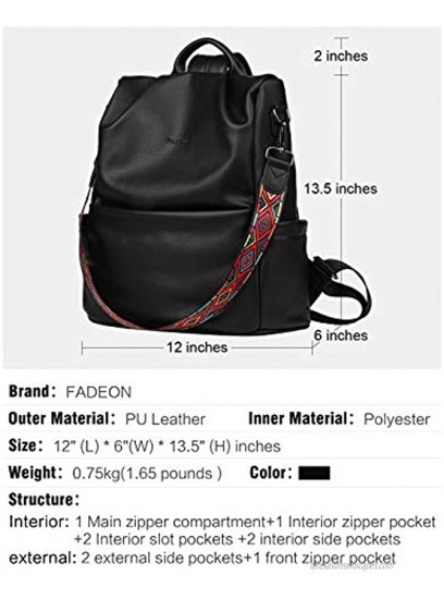 FADEON Womens Leather Backpack Purse Convertible Shoulder Bags for Ladies Anti Theft Travel Backpack Soft Purses