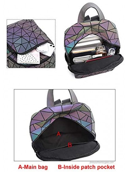 Geometric Backpacks Luminous Purse and Handbag Holographic Reflective Bags Iridescent Crossbody Purses Wallet A