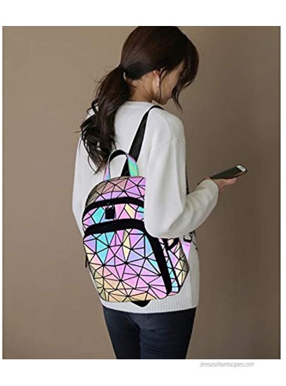 Geometric Backpacks Luminous Purse and Handbag Holographic Reflective Bags Iridescent Crossbody Purses Wallet A