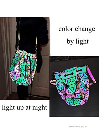 Geometric Bag Changeable shape Luminous Purses Top Handle Satchel Shoulder Large Handbags Leather Rainbow Holographic Bag