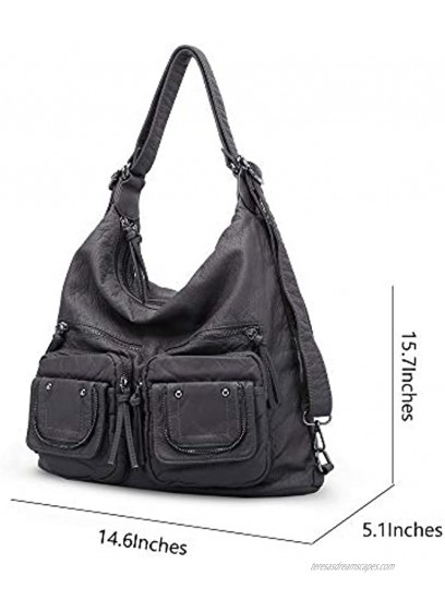 handbags & shoulder bags for woman super soft washed PU leather hobo bags multiple use woman's cross body bag backpack