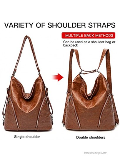 HARRELSA Handbags and Hobo Purses for Women Large Shoulder Bags Ladies Soft Faux Leather Backpack