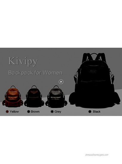 Kivipy Women Fashion Backpack Purse Multipurpose Designer Ladies Shoulder Bags PU Leather Travel bag Black