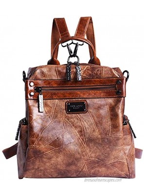 Mini Backpack Purse for Women AB Earth Convertible Waterproof Rucksack Faux Leather Backpack for Ladies Shoulder Bags H003 Brown
