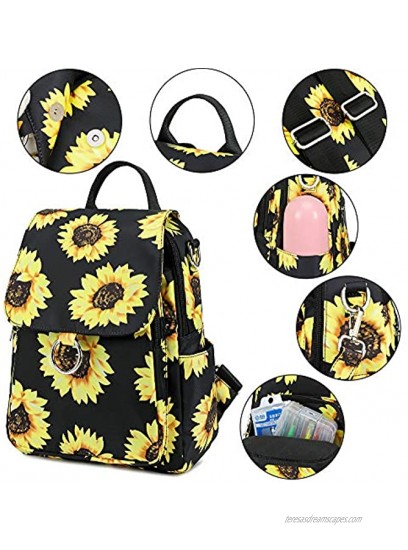 Mini Backpack Purse Girls Womens Convertible Backpacks Water-resistant Small Casual Shoulder Bag for Teenage Kids Travel Purse Sunflower