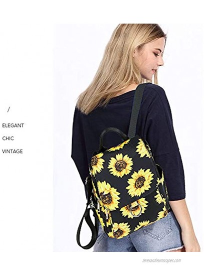 Mini Backpack Purse Girls Womens Convertible Backpacks Water-resistant Small Casual Shoulder Bag for Teenage Kids Travel Purse Sunflower
