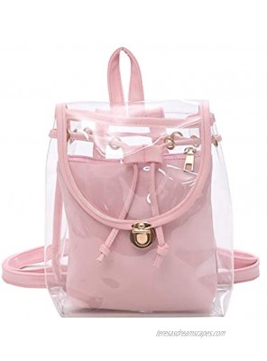 Mini Clear Backpack with Removable Pouch Transparent PVC Shoulder Bag Handbag