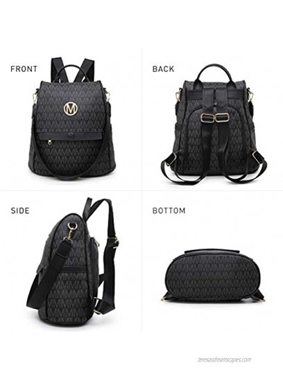 MKP Women Backpack Purse Fashion PU Leather Anti-theft Rucksack Lightweight Ladies Casual Travel School Shoulder Bag 2Pcs