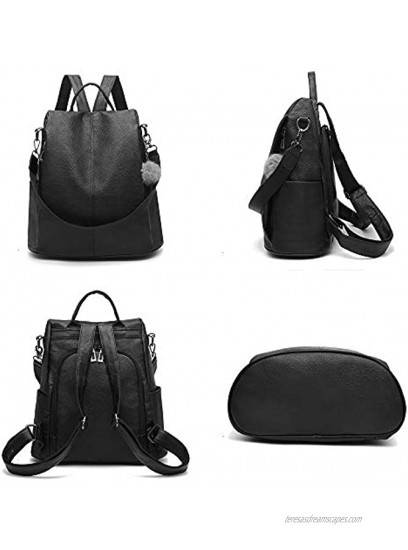 Nevenka Women Backpack Purse PU Leather Anti-theft Casual Daypack Lightweight Travel Shoulder Bag XX808