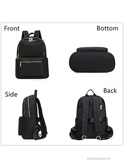 Nylon Womens Backpack Purse Black Mini Backpack for Women Fashion Casual Travel Lightweight Backpacks for Ladies Girls