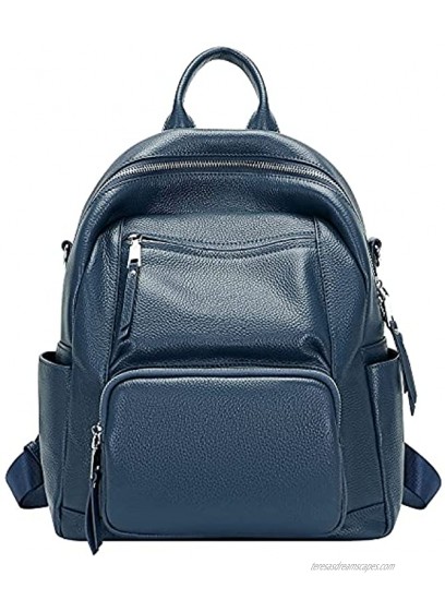 OVER EARTH Genuine Leather Backpack Purse for Women Fashion Leather Rucksack PurseO605E Indigo Blue