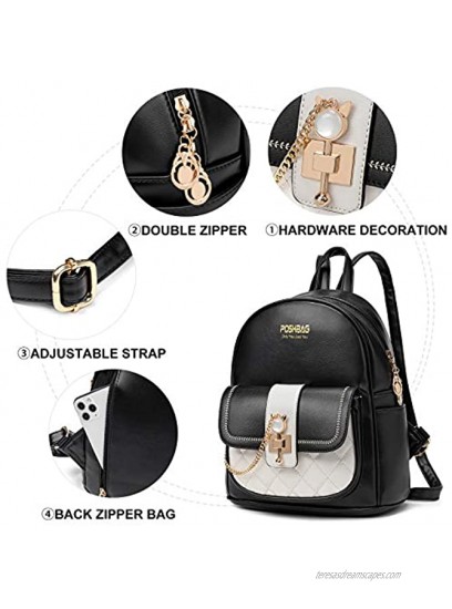 PoshBag Backpack Purse for Women Cute PU Leather Mini Backpack for Girls Small Satchel Shoulder Bag Handbag