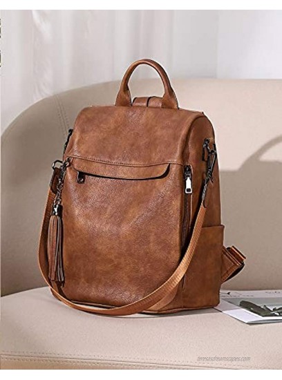 Telena Travel Backpack Purse for Women PU Leather Anti Theft Large Ladies Shoulder Fashion Bags