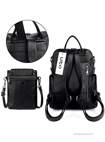 UTO Women Backpack Purse Ladies Rucksack Detachable Crossbody Shoulder Bag PU Leather Nylon Fabric Version