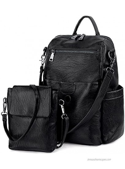 UTO Women Backpack Purse Ladies Rucksack Detachable Crossbody Shoulder Bag PU Leather Nylon Fabric Version