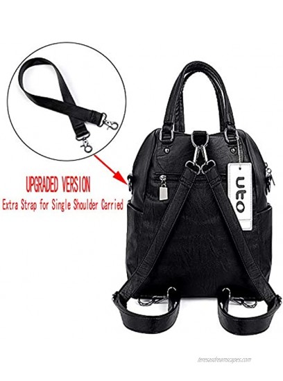 UTO Women Backpack Purse PU Washed Leather Convertible Ladies Rucksack Crossbody Shoulder Bag