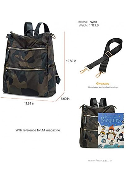 Waterproof Nylon Women Backpack Purse Multipurpose School Travel Shoulder Bag