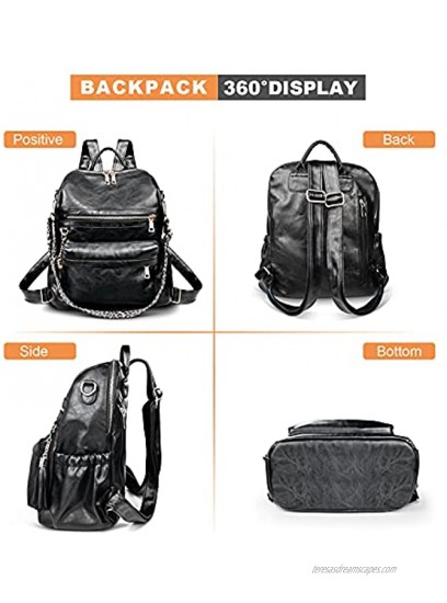 Women Backpack Purse for Ladies Girls Fashion PU Leather Mini Shoulder bag Travel School Lightweight Convertible Multipurpose Design Zipper Waterproof Anti-theft Satchel Black