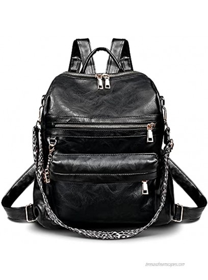 Women Backpack Purse for Ladies Girls Fashion PU Leather Mini Shoulder bag Travel School Lightweight Convertible Multipurpose Design Zipper Waterproof Anti-theft Satchel Black