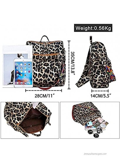 Women Fashion Backpack Purse Convertible Daypack Colorful Strap Shoulder Handbags Free Two Shoulder strap bag Brown leopard