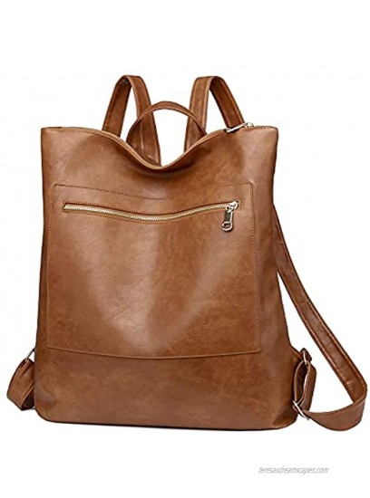 Women Fashion Backpack Purse Multi-Purpose Shoulder Casual Daypack Large Capacity Bags Brown