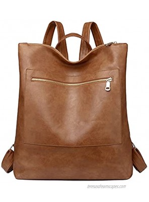 Women Fashion Backpack Purse Multi-Purpose Shoulder Casual Daypack Large Capacity Bags Brown